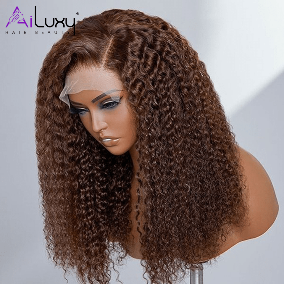 ailuxyhair-fr AILUXY 4x4 Lace Closure Bouclé Marron Bob Perruque 100% Cheveux Humains