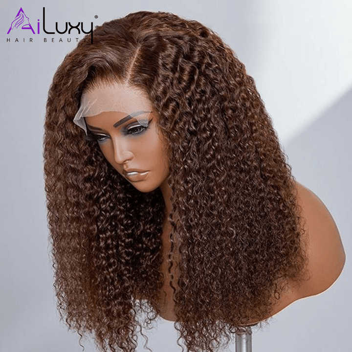ailuxyhair-fr AILUXY 4x4 Lace Closure Bouclé Marron Bob Perruque 100% Cheveux Humains