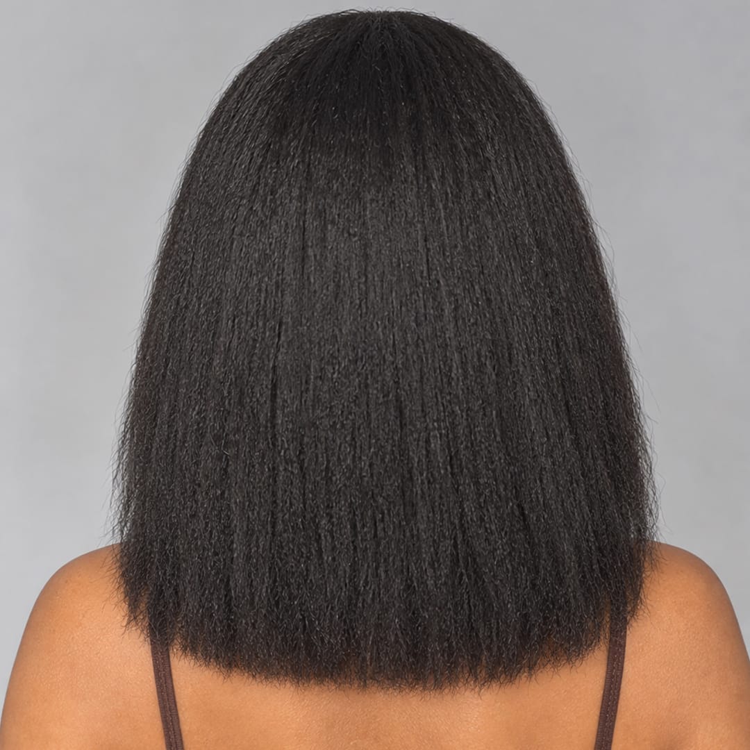 ailuxyhair-fr AILUXY 4x4 Lace Closure Perruque Kinky Lisse Courte Bob Perruque Couleur naturelle 250% densité 100% cheveux humains