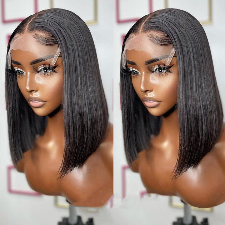 ailuxyhair-fr AILUXY 4x4 Lace Closure Perruque Lisse Bob Perruque Courte Noire 200% densité 100% cheveux humains
