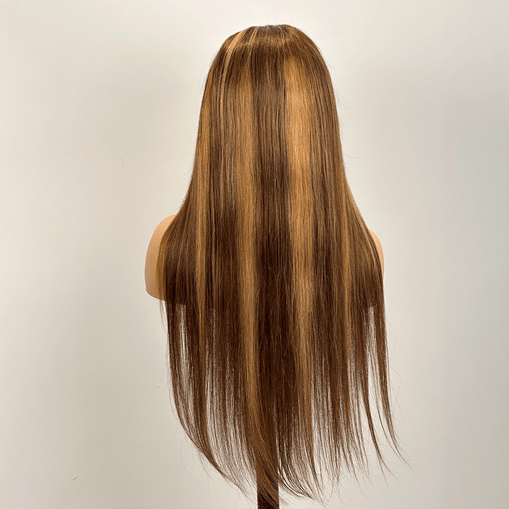 ailuxyhair-fr AILUXY 4x4 Lace Closure Perruque Lisse Longue Highlights 200% densité 100% cheveux humains