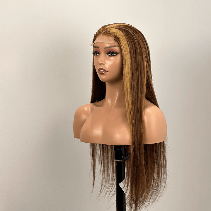 ailuxyhair-fr AILUXY 4x4 Lace Closure Perruque Lisse Longue Highlights 200% densité 100% cheveux humains