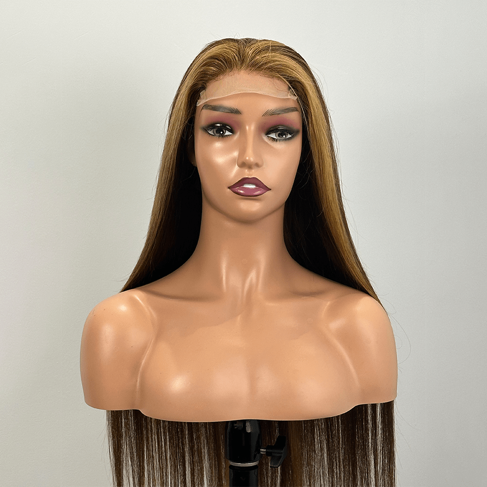 ailuxyhair-fr AILUXY 4x4 Lace Closure Perruque Lisse Longue Highlights 200% densité 100% cheveux humains