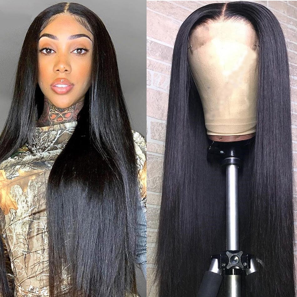 ailuxyhair-fr AILUXY 4x4 Lace Closure Perruque Longue Lisse Noir 100% Cheveux Humains