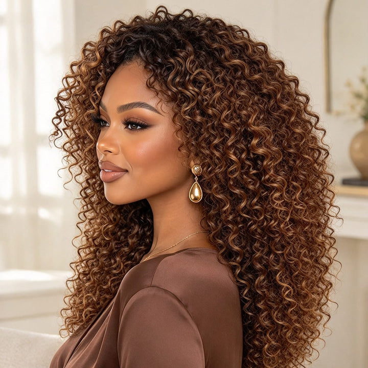 ailuxyhair-fr AILUXY 4X4 Lace Perruque Chocolat Brun 1B/30 Bouclé Bob Perruque 100% Cheveux Humains comme sur la vidéo 2 - 3 jours reçus+Un beau cadeau