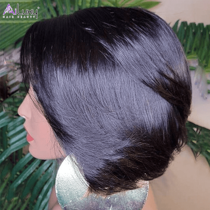 ailuxyhair-fr AILUXY 4x4 Lace Perruque Lisse Bob Perruque Courte Noire 200% densité 100% cheveux humains