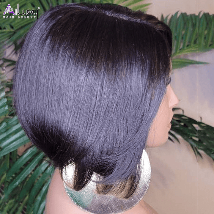 ailuxyhair-fr AILUXY 4x4 Lace Perruque Lisse Bob Perruque Courte Noire 200% densité 100% cheveux humains
