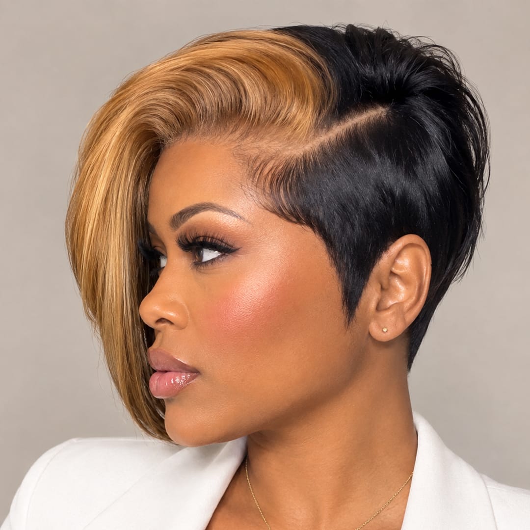 ailuxyhair-fr AILUXY 4x4 Lisse Courte Perruque Robin 100% Cheveux Humains 100% Cheveux Humains comme sur la vidéo 2 - 3 jours reçus+Un beau cadeau