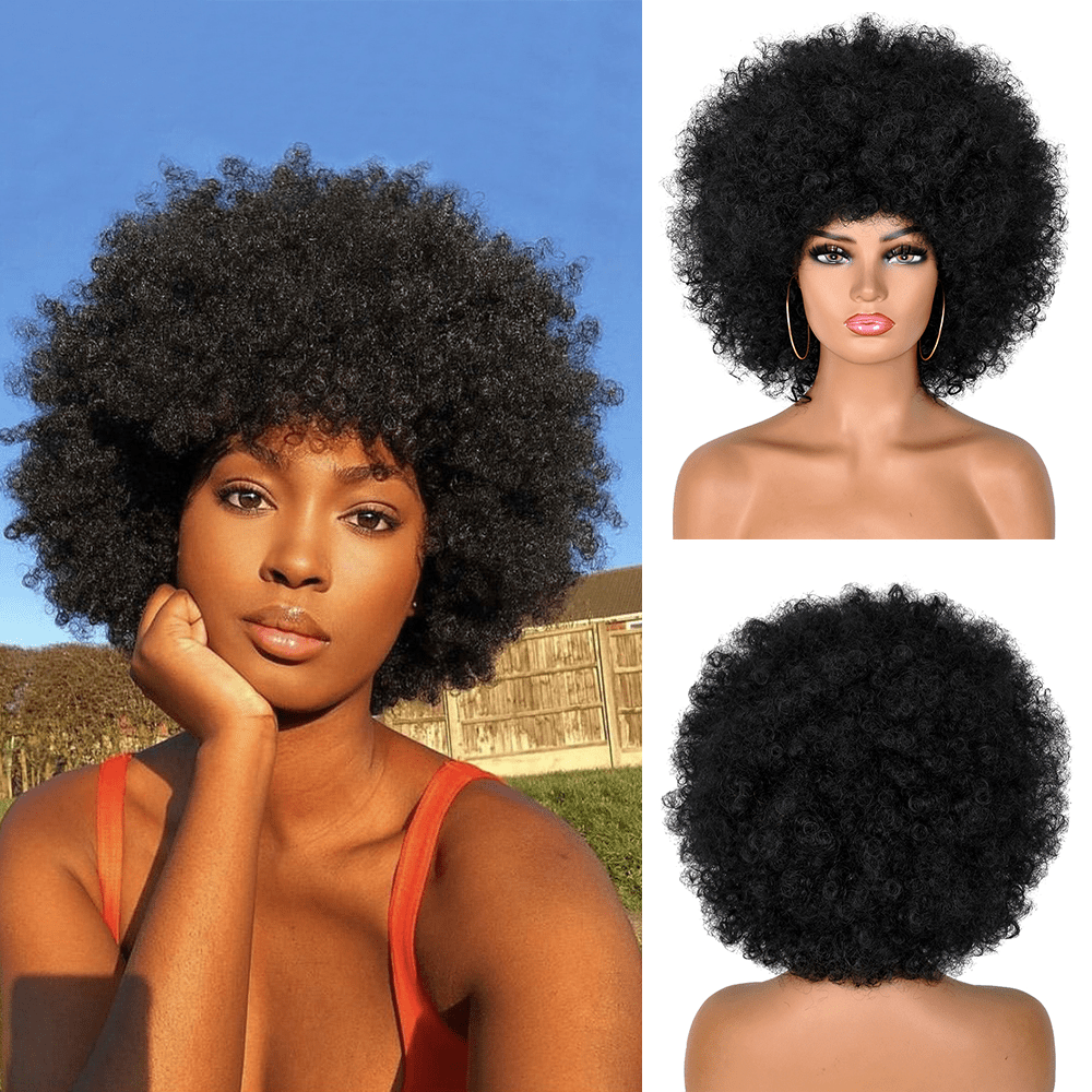 ailuxyhair-fr AILUXY Afro Curl Noir Courte Perruque 100% Cheveux Humains