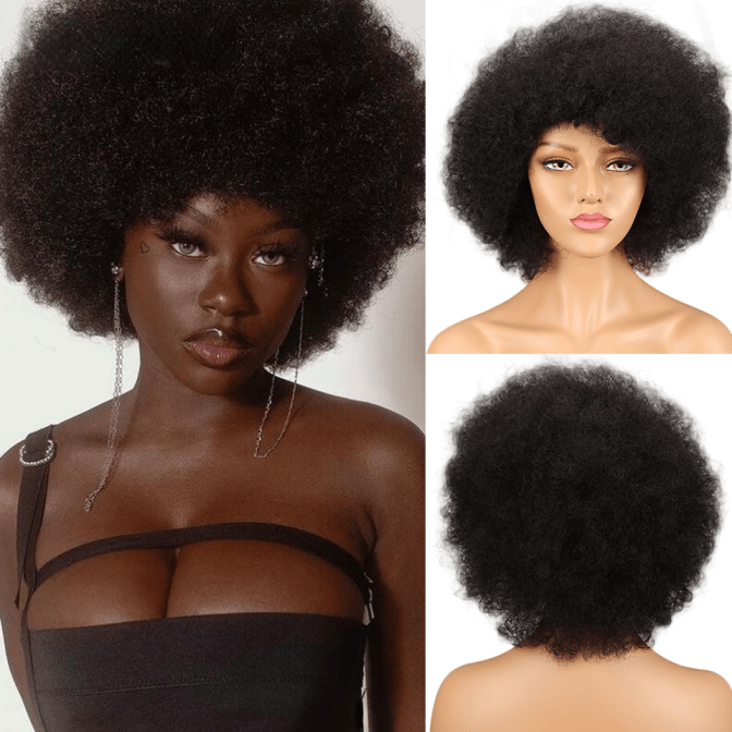 ailuxyhair-fr AILUXY Afro Curl Noir Courte Perruque 100% Cheveux Humains
