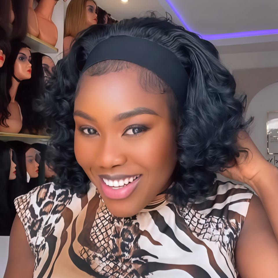 ailuxyhair-fr AILUXY Bandeau EGG Wave Noir Bob Perruque 100% Cheveux Humains