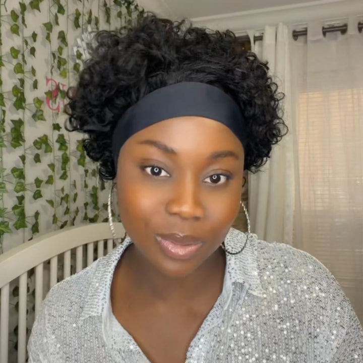 ailuxyhair-fr AILUXY Boucles Noires Courtes Bandeau Perruque Sans Colle Ni Clips