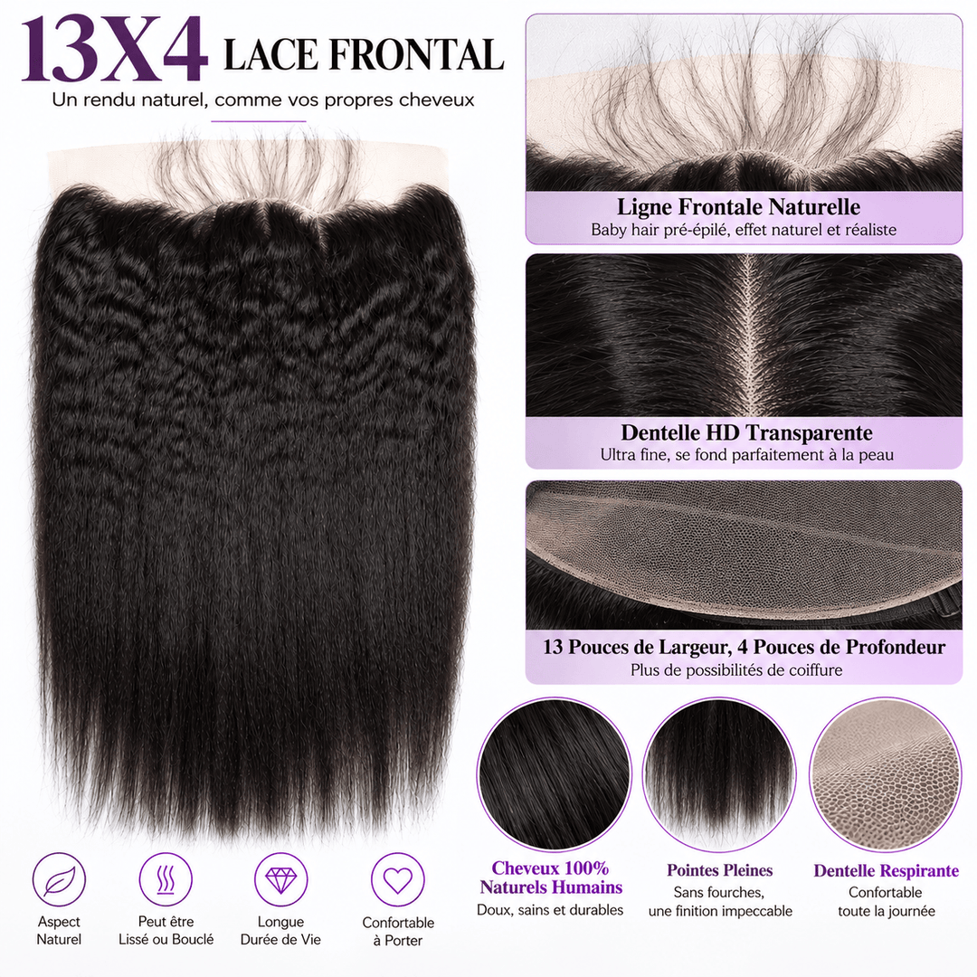 ailuxyhair-fr AILUXY Cheveux 13x4/13x6 HD Lace Frontal Kinky Lisse Dentelle Invisible 100% Cheveux Humains
