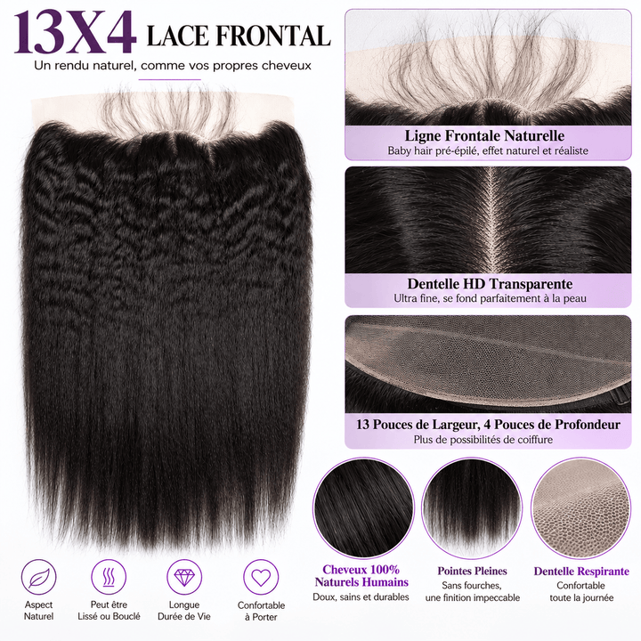 ailuxyhair-fr AILUXY Cheveux 13x4/13x6 HD Lace Frontal Kinky Lisse Dentelle Invisible 100% Cheveux Humains