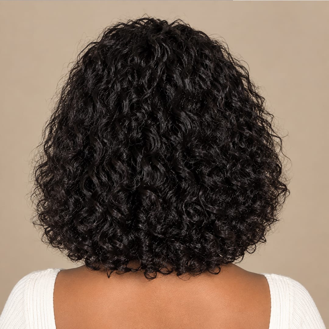 ailuxyhair-fr AILUXY Deep Wave Noir Bob Perruque Avec Frange 100% Cheveux Humains