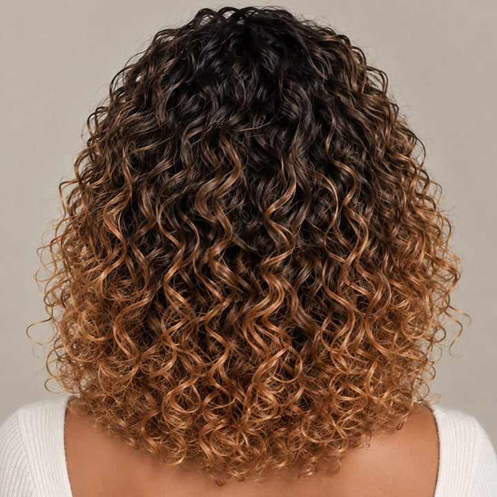 ailuxyhair-fr Ailuxy Glueless Couleur Blond Foncé Doré Ombré Perruque Sans Colle Bouclé Bob 2.0