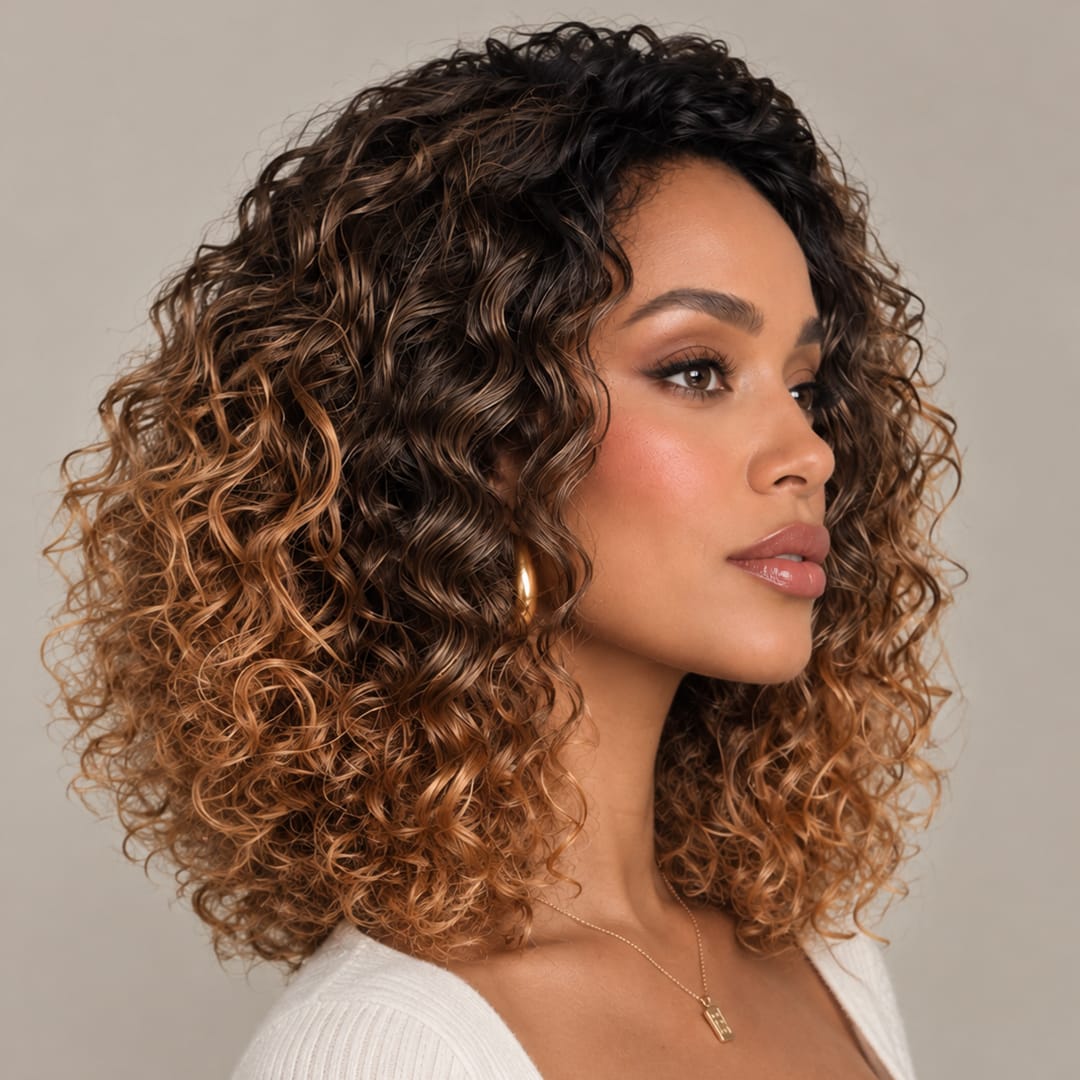ailuxyhair-fr Ailuxy Glueless Couleur Blond Foncé Doré Ombré Perruque Sans Colle Bouclé Bob 2.0