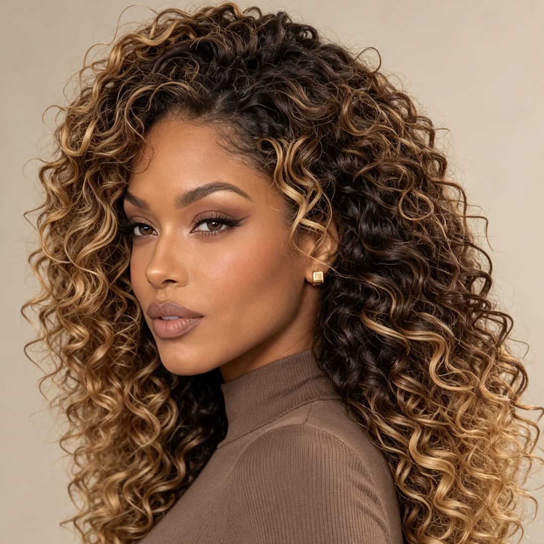 ailuxyhair-fr Ailuxy Glueless Couleur Blond Foncé Doré Ombré Perruque Sans Colle Bouclé Bob 4.0