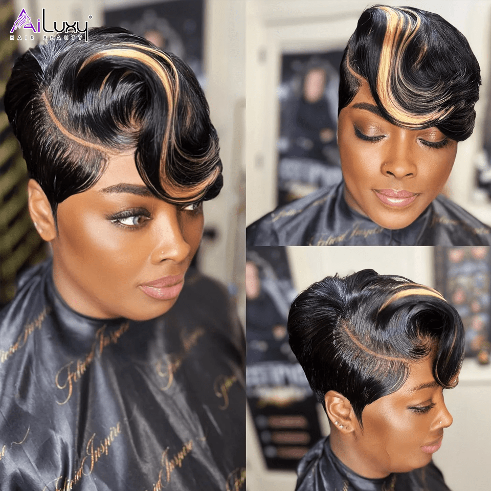 ailuxyhair-fr AILUXY Lisse 13x4 Lace Perruque Courte Couleur Naturelle 100% Cheveux Humains Perruque