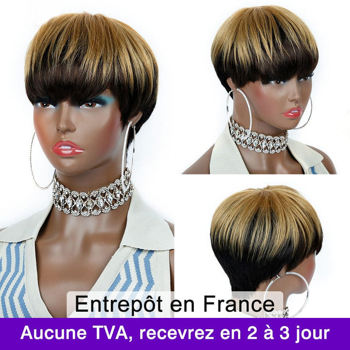 ailuxyhair-fr AILUXY Lisse Courte 1B27# Perruque 100% Cheveux Humains