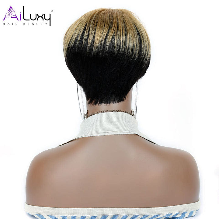 ailuxyhair-fr AILUXY Lisse Courte 1B27# Perruque 100% Cheveux Humains