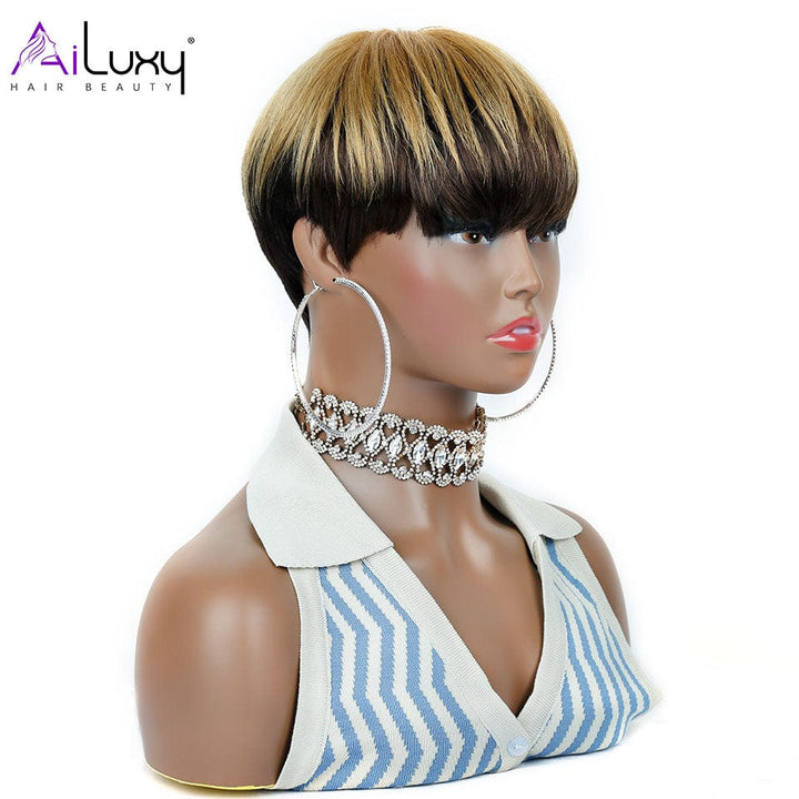 ailuxyhair-fr AILUXY Lisse Courte 1B27# Perruque 100% Cheveux Humains