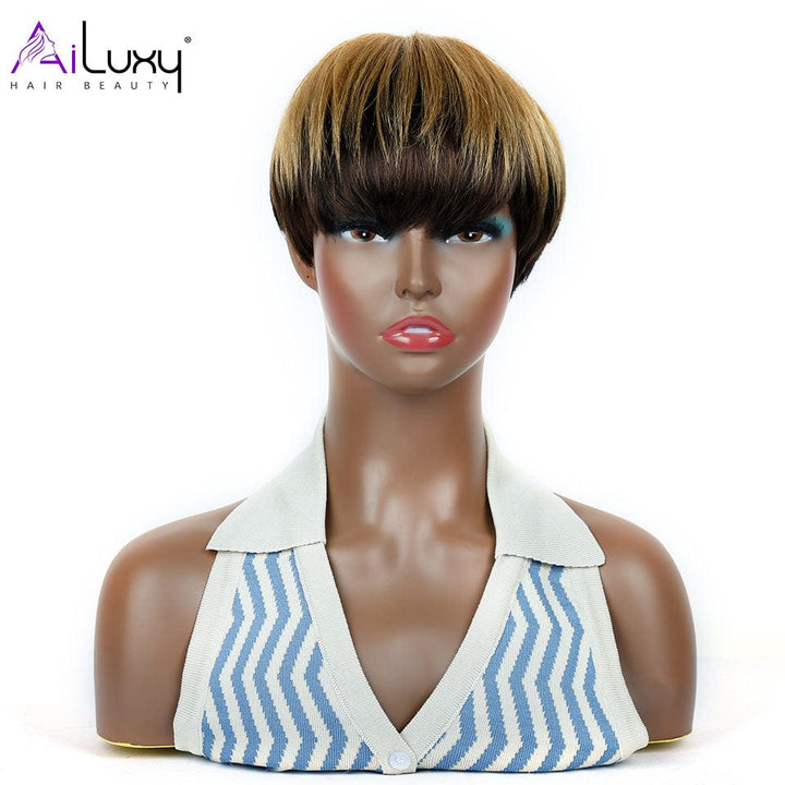 ailuxyhair-fr AILUXY Lisse Courte 1B27# Perruque 100% Cheveux Humains