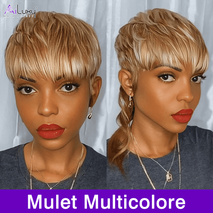 ailuxyhair-fr AILUXY Lisse Courte couleur chocolat Perruque 100% Cheveux Humains comme sur la vidéo 2 - 3 jours reçus+Un beau cadeau
