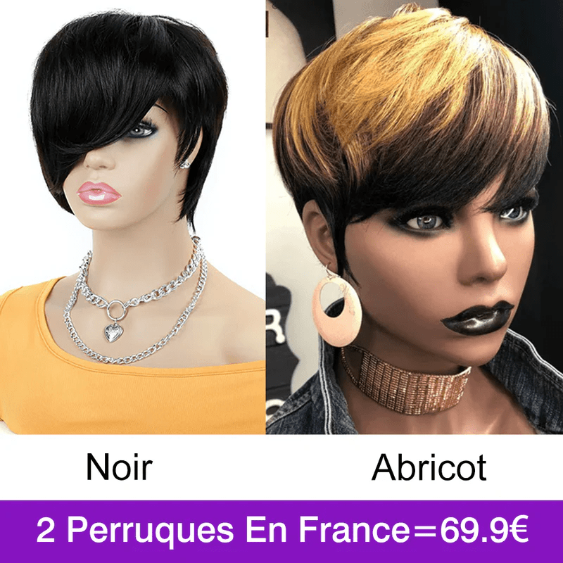 ailuxyhair-fr AILUXY Lisse Courte identique à l'image Perruque 100% Cheveux Humains comme sur la vidéo 2 - 3 jours reçus+Un beau cadeau