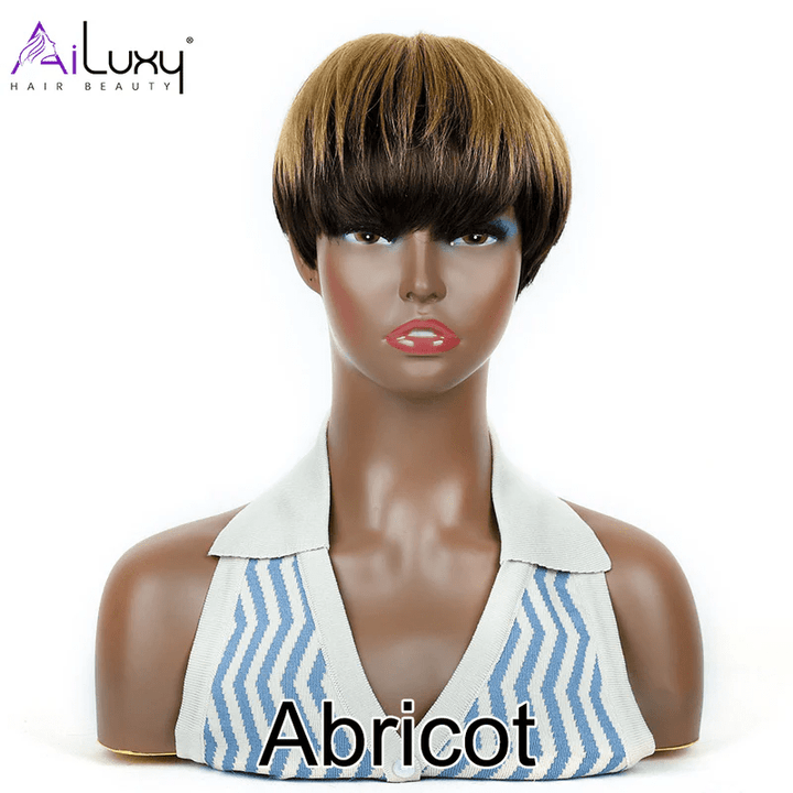 ailuxyhair-fr AILUXY Lisse Courte identique à l'image Perruque 100% Cheveux Humains comme sur la vidéo 2 - 3 jours reçus+Un beau cadeau