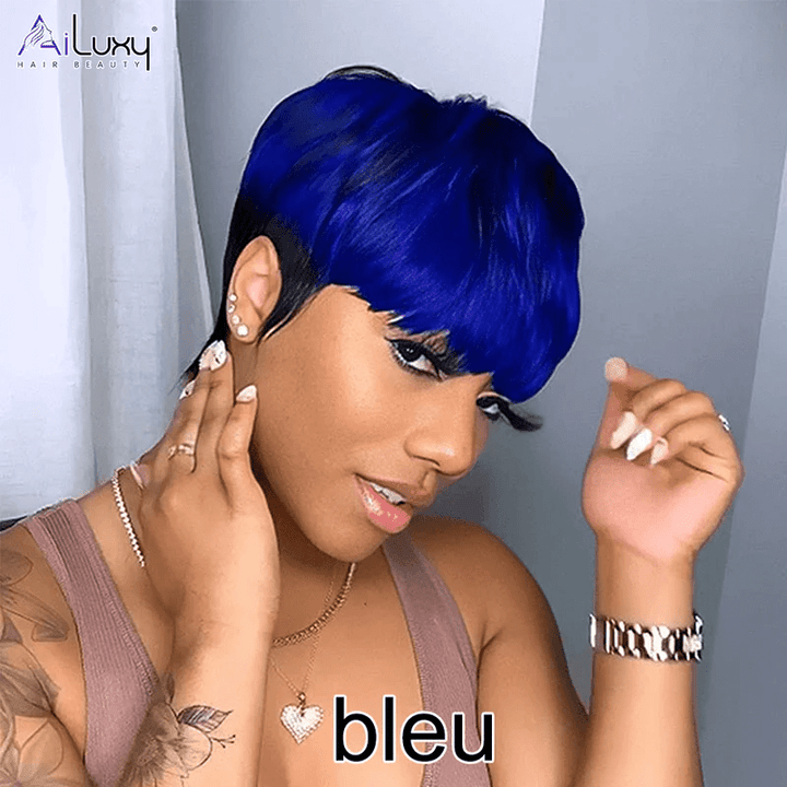 ailuxyhair-fr AILUXY Lisse Courte identique à l'image Perruque 100% Cheveux Humains comme sur la vidéo 2 - 3 jours reçus+Un beau cadeau