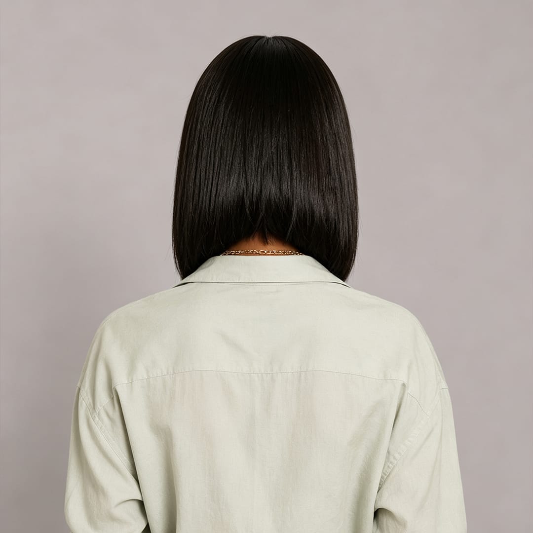 ailuxyhair-fr AILUXY Lisse Noir Bob Perruque Avec Frange 100% Cheveux Humains