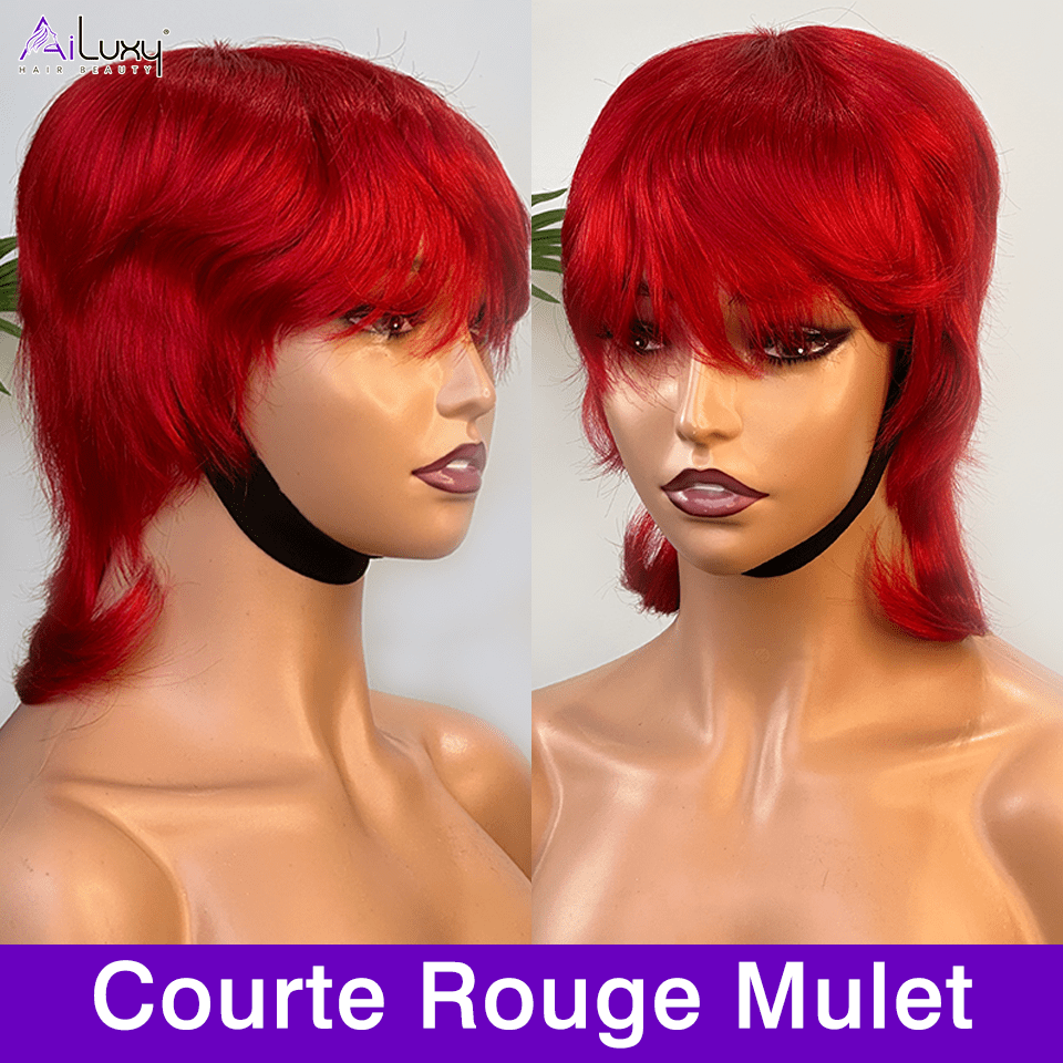 ailuxyhair-fr AILUXY Lisse Perruque 100% Cheveux Humains Perruque Rouge Barbie comme sur la vidéo