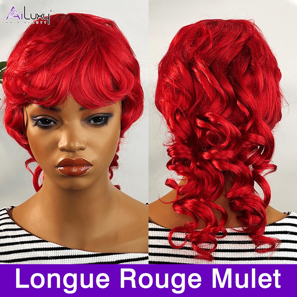 ailuxyhair-fr AILUXY Lisse Perruque 100% Cheveux Humains Perruque Rouge Barbie comme sur la vidéo