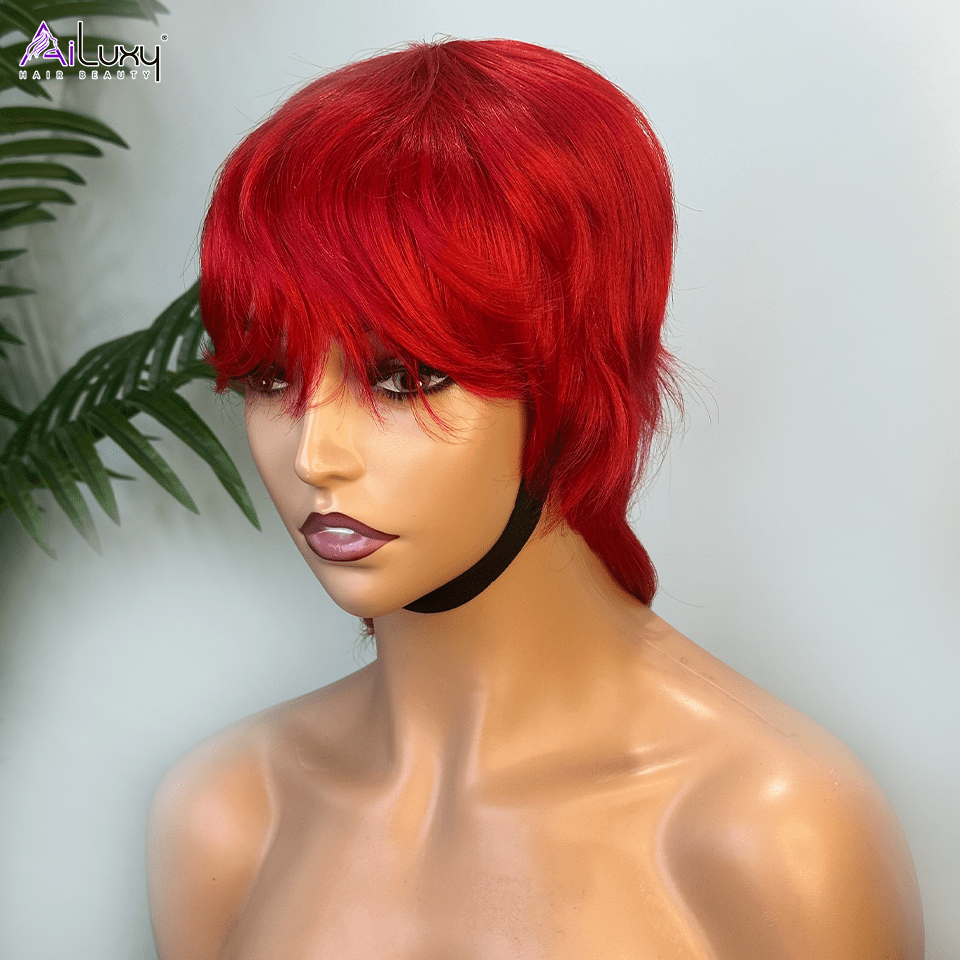 ailuxyhair-fr AILUXY Lisse Perruque 100% Cheveux Humains Perruque Rouge Barbie comme sur la vidéo