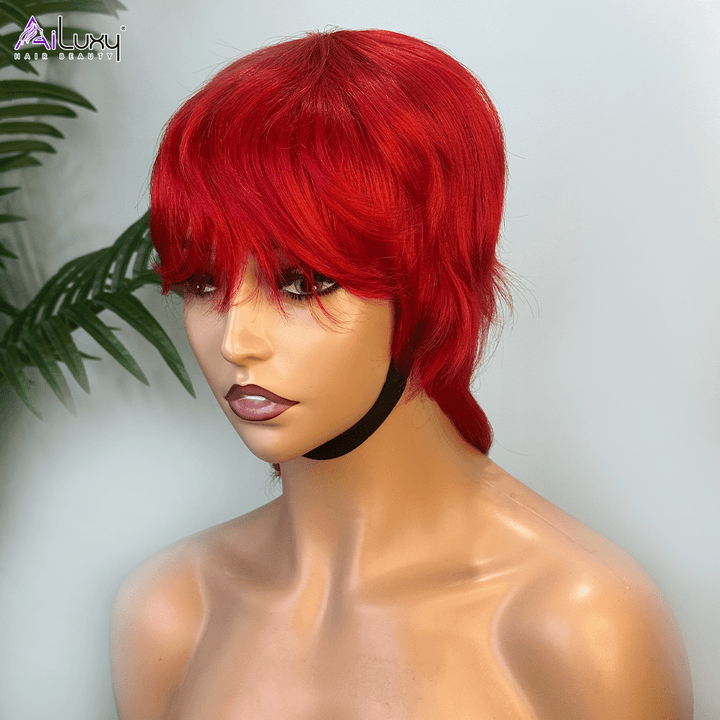 ailuxyhair-fr AILUXY Lisse Perruque 100% Cheveux Humains Perruque Rouge Barbie comme sur la vidéo