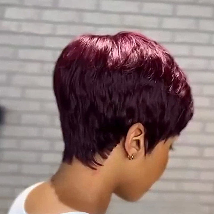 ailuxyhair-fr AILUXY Lisse Raisin Violet Courte Pixie Cut Perruque Fabriquée à la machine 100% Cheveux Humains