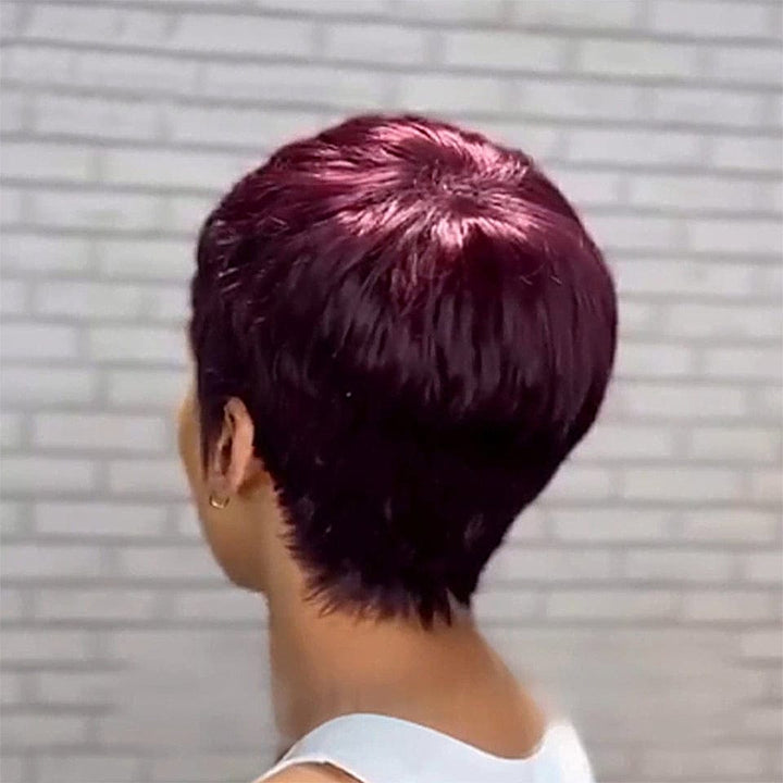 ailuxyhair-fr AILUXY Lisse Raisin Violet Courte Pixie Cut Perruque Fabriquée à la machine 100% Cheveux Humains