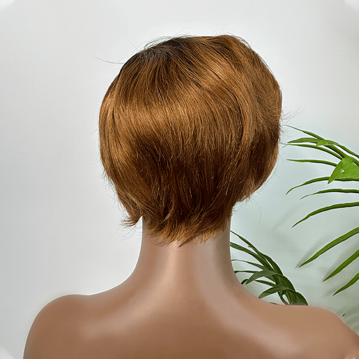 ailuxyhair-fr AILUXY Lisse T Part Lace Perruque Courte Brun Balayage Miel 100% Cheveux Humains