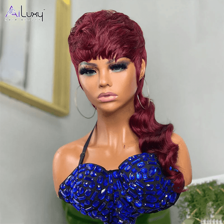 ailuxyhair-fr AILUXY Longue 99J Mulet Perruque 100% Cheveux Humains comme sur la vidéo
