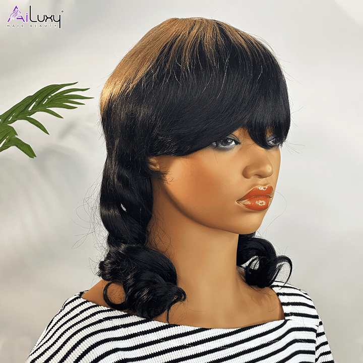 ailuxyhair-fr AILUXY Longue Abricot Mulet Perruque 100% Cheveux Humains comme sur la vidéo