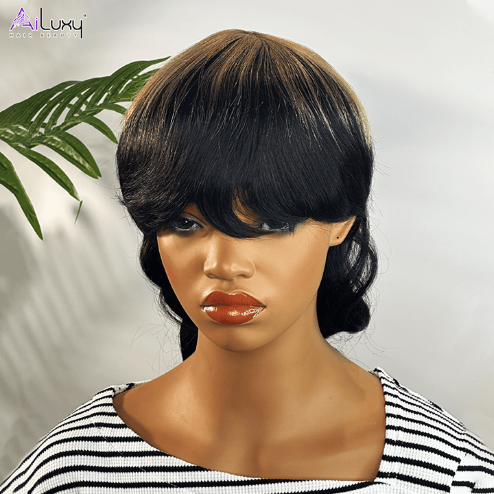 ailuxyhair-fr AILUXY Longue Abricot Mulet Perruque 100% Cheveux Humains comme sur la vidéo