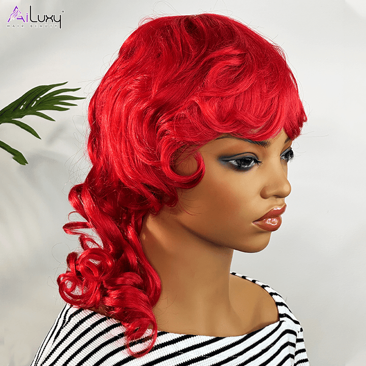 ailuxyhair-fr AILUXY Longue Rouge Mulet Perruque 100% Cheveux Humains comme sur la vidéo