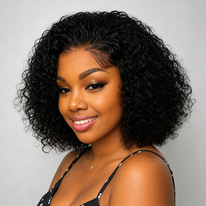 ailuxyhair-fr AILUXY Magnifique Perruque Bob Bouclé Noir 13X4 Lace Front Cheveux Humains