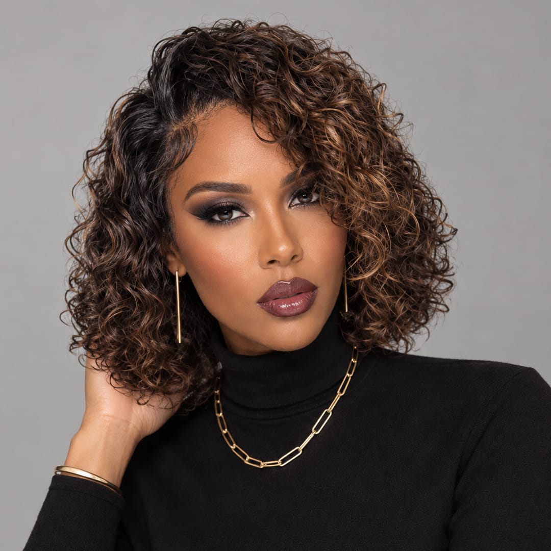 ailuxyhair-fr AILUXY Perruque 13x4 Lace Closure Perruque BOB Curly 200% densité 100% Cheveux humains