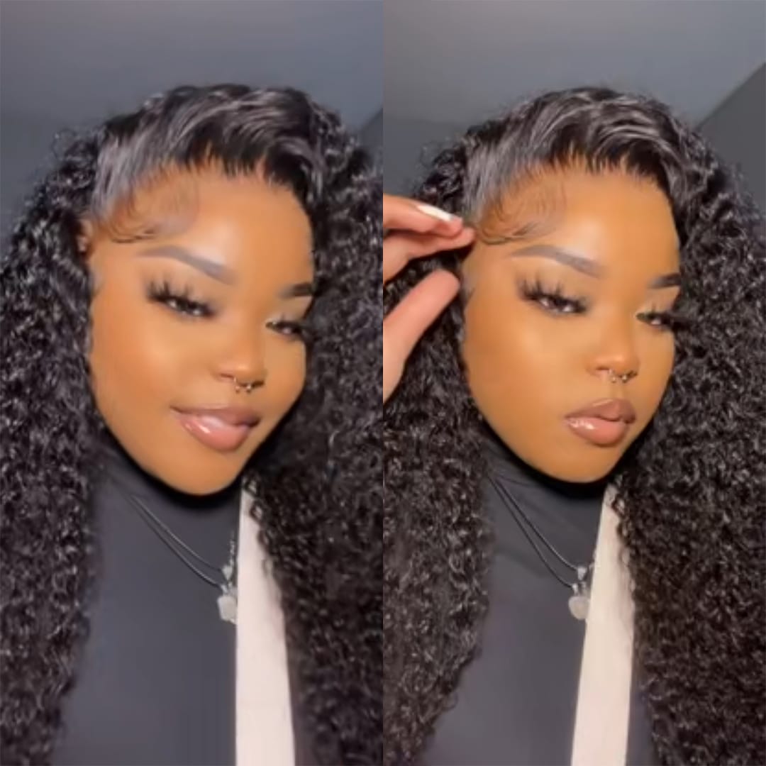 ailuxyhair-fr AILUXY Perruque 13X4 Lace Front Bouclée Profonde Noir Naturel, Cheveux Humains, Front Fin Invisible