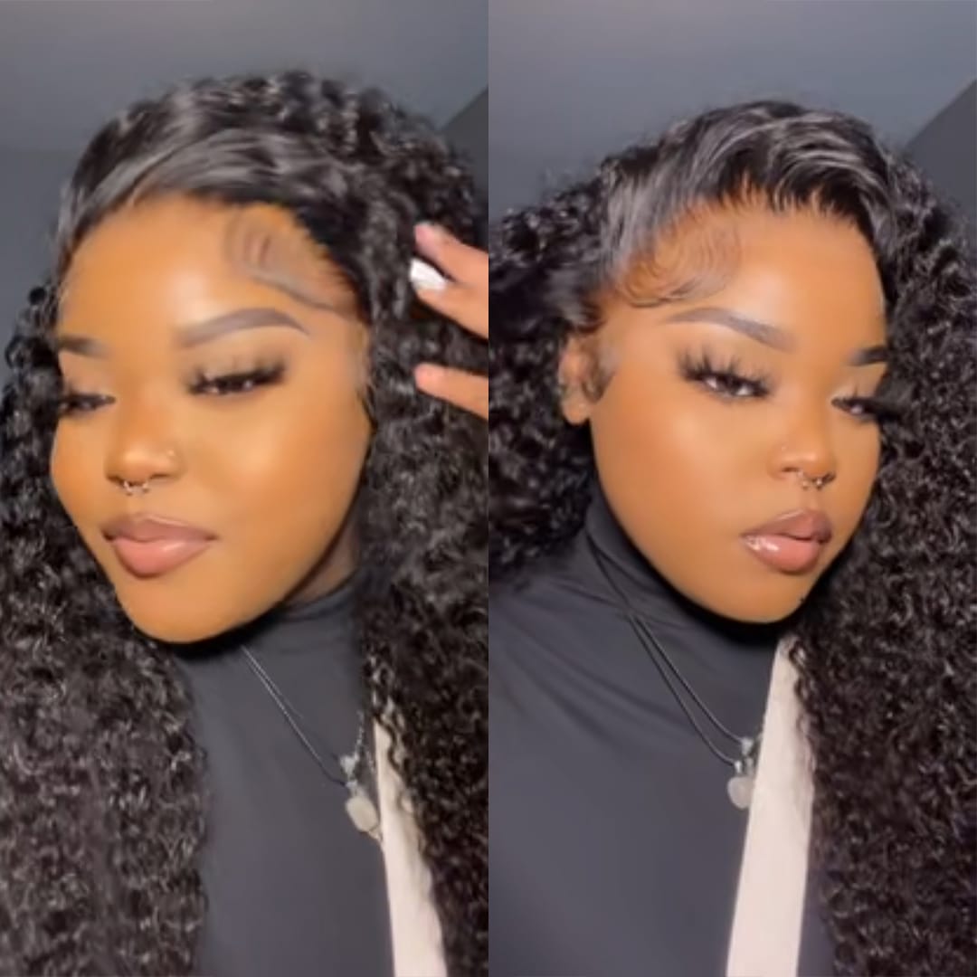 ailuxyhair-fr AILUXY Perruque 13X4 Lace Front Bouclée Profonde Noir Naturel, Cheveux Humains, Front Fin Invisible