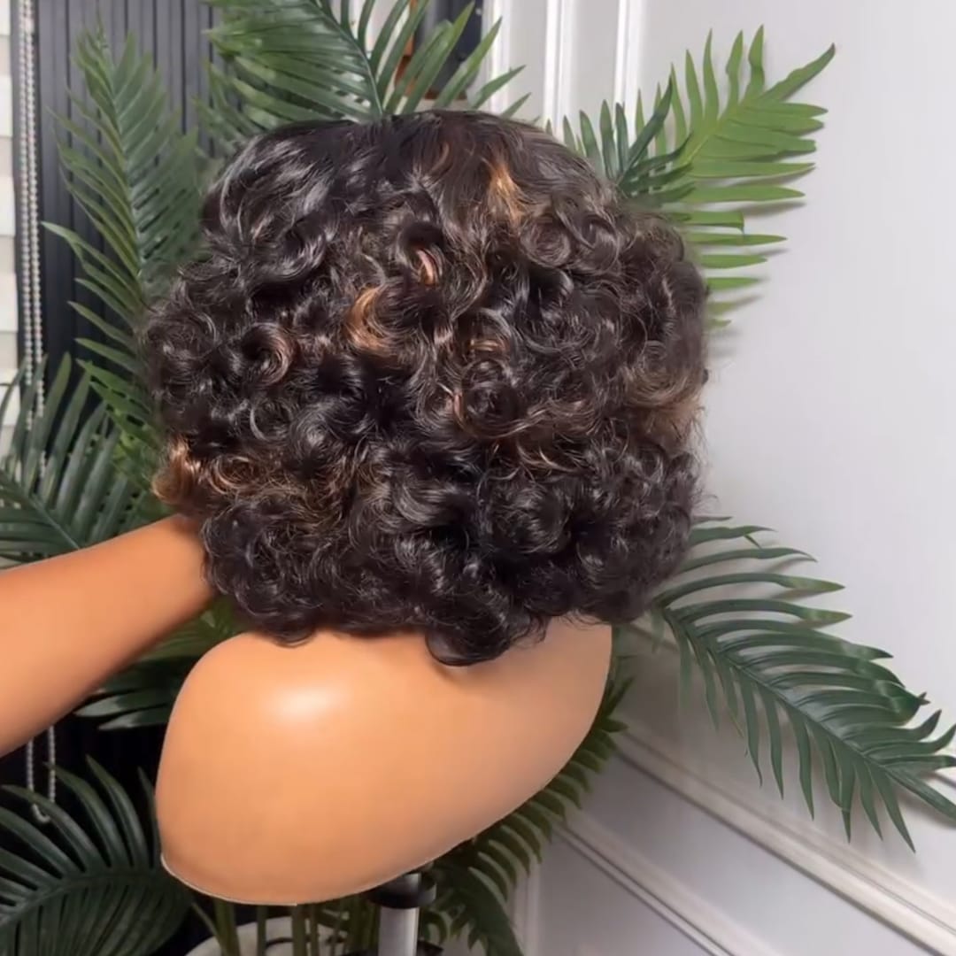 ailuxyhair-fr AILUXY  Perruque à la Mode Vagues Lâches Ombré Châtain Doré, Cheveux Humains Remy, Ombré Mèches Dorées, Cheveux Humains Brésiliens, Dentelle Frontale 13×4 , Look Stylé Quotidien & Soirée
