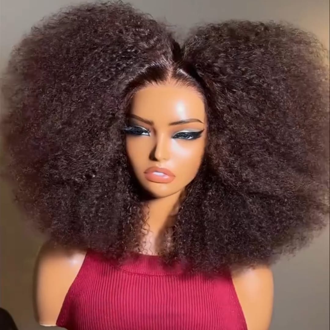 ailuxyhair-fr AILUXY Perruque afro Bouclée Brun Foncé, Harmonie de Boucles denses et volume XXL, Perruque Afro Haut de Gamme