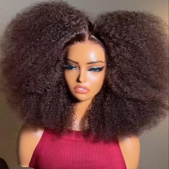 ailuxyhair-fr AILUXY Perruque afro Bouclée Brun Foncé, Harmonie de Boucles denses et volume XXL, Perruque Afro Haut de Gamme